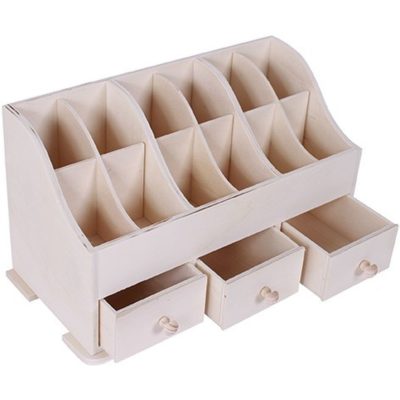 Caja escritorio de 3 cajones y división - Soportes de madera