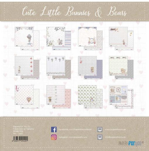 Cute little bunnies & Bears Set 12 papeles scrapbooking – Papers for you2