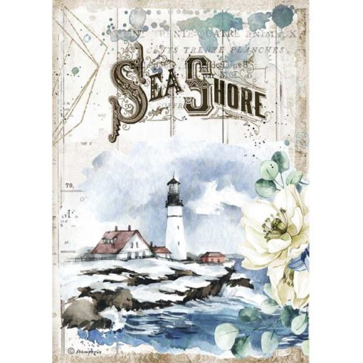"Romantic sea dream sea shore" - Papel de arroz A4 - Stamperia